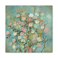 Floral Bouquet Canvas Wall Art — Pastel Vintage Garden Stretched Canvas