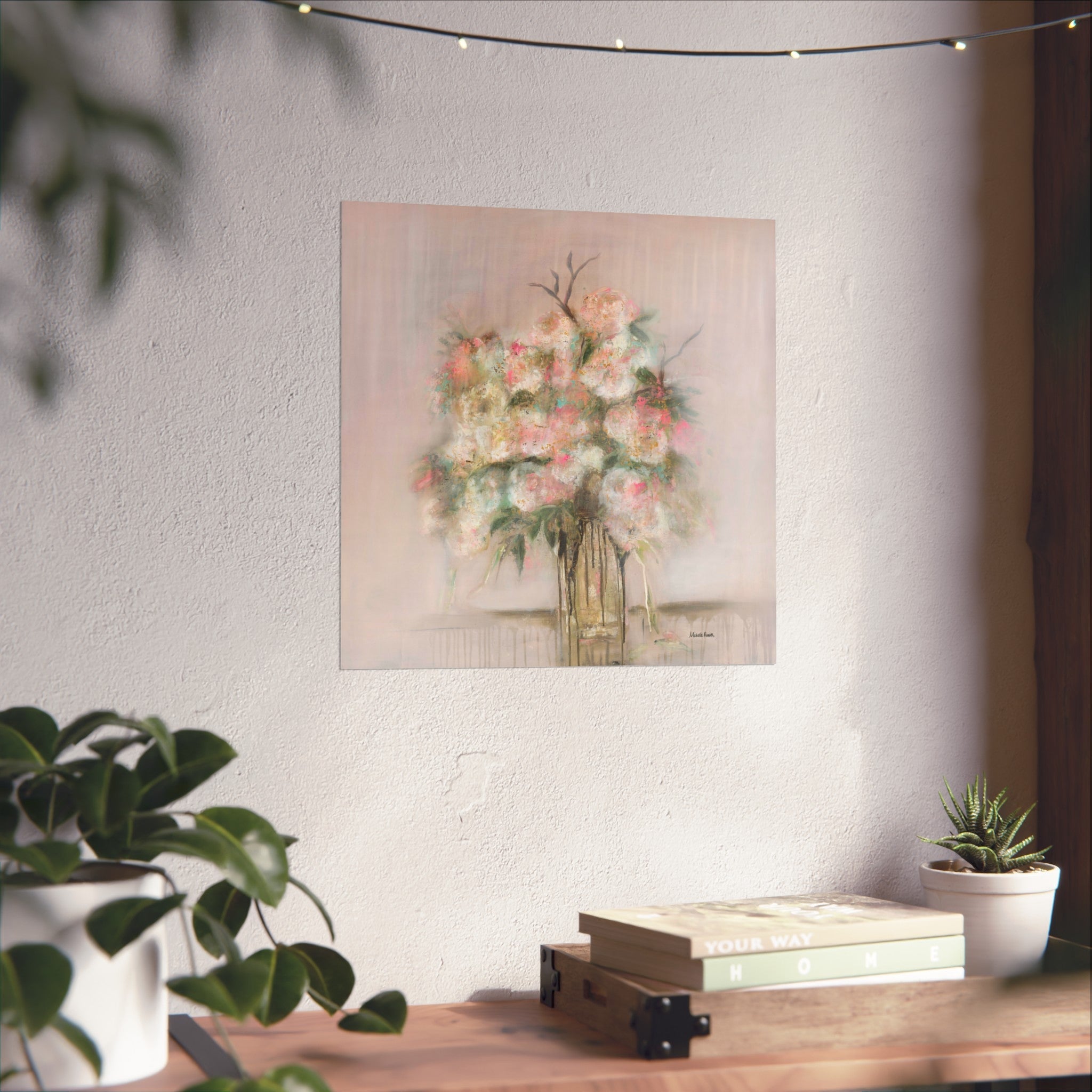 Vintage Rose Giclee — Soft Pink Floral Bouquet Print, Romantic Vintage Wall Art