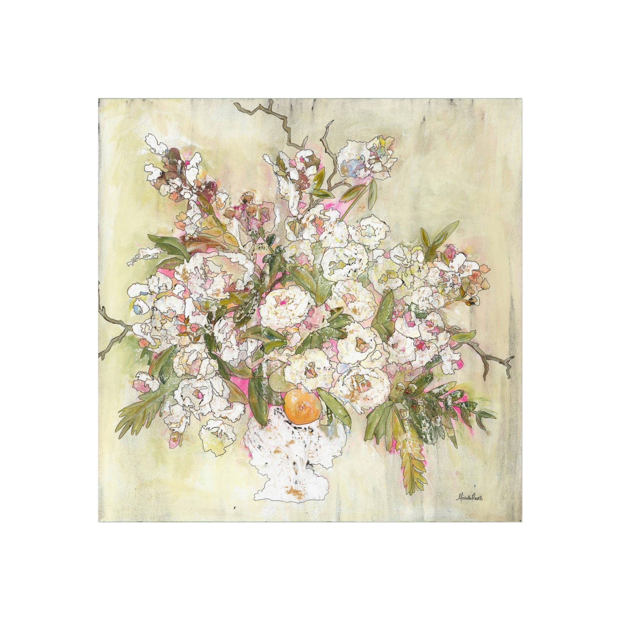 Abstract Neutral Floral Fine Art Print — Vintage Botanical Wall Art