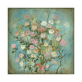 Floral Bouquet Fine Art Giclee— Vintage Teal Botanical Wall Art