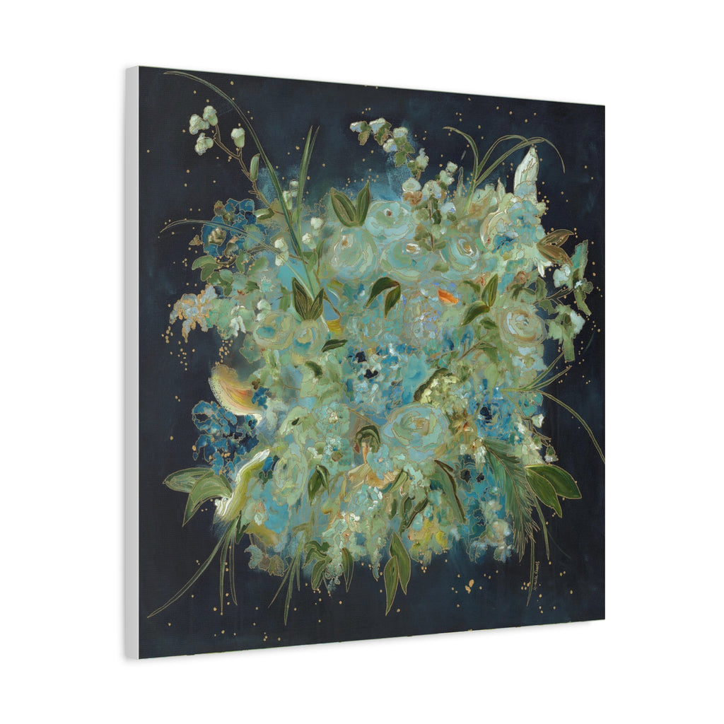 Abstract Blue Floral Botanical -  Canvas Fine Art Print Canvas