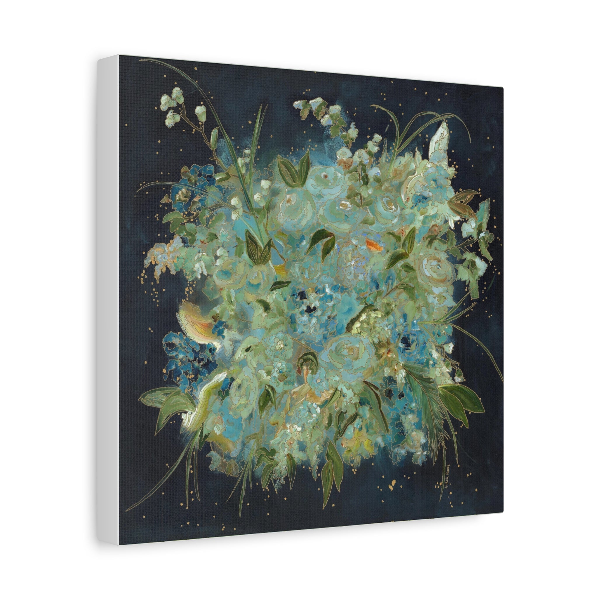 Abstract Blue Floral Botanical -  Canvas Fine Art Print Canvas