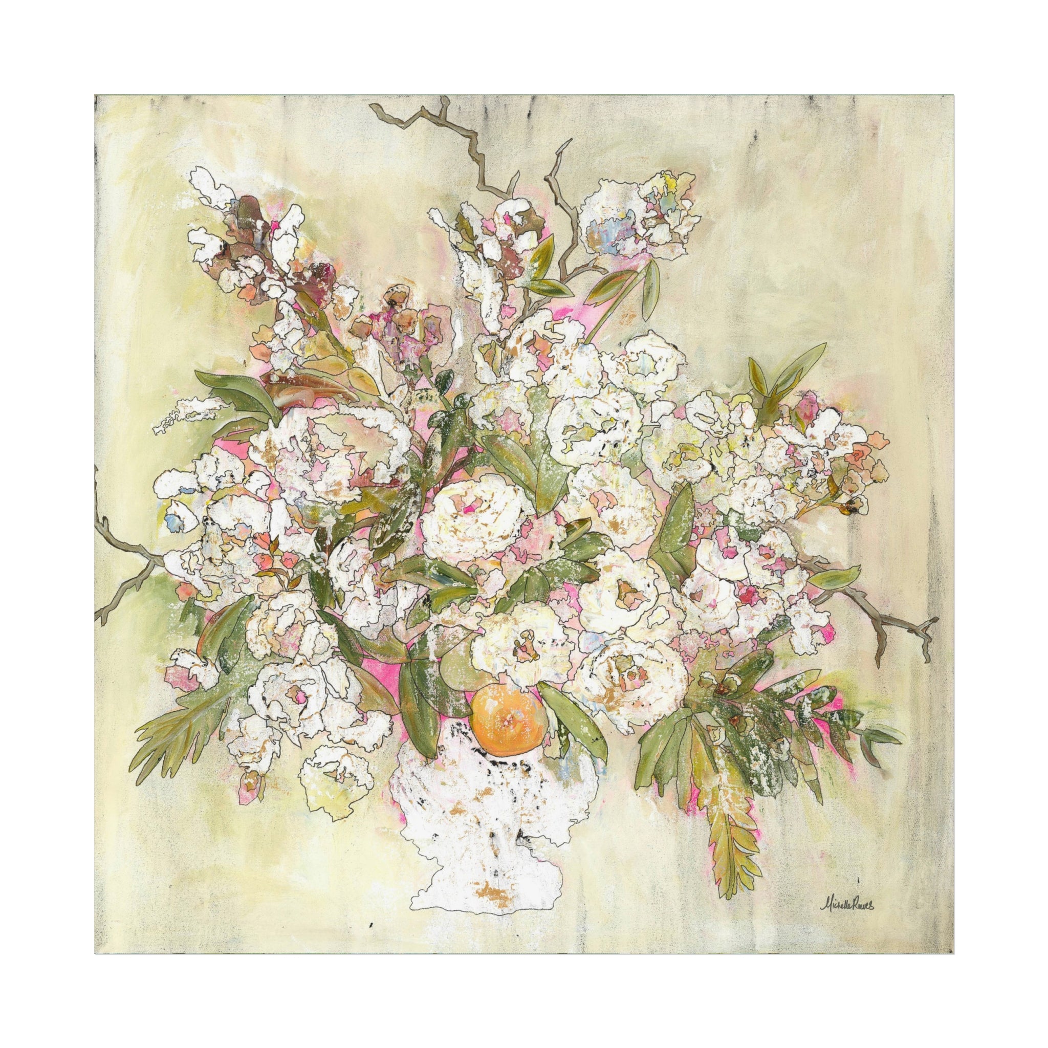 Abstract Neutral Floral Fine Art Print — Vintage Botanical Wall Art