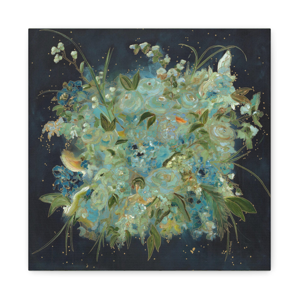 Abstract Blue Floral Botanical -  Canvas Fine Art Print Canvas