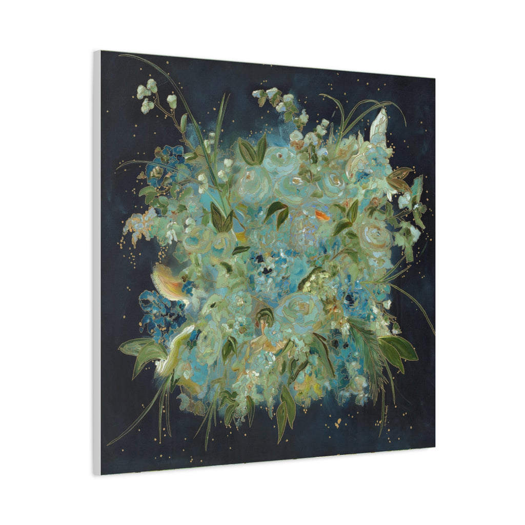 Abstract Blue Floral Botanical -  Canvas Fine Art Print Canvas
