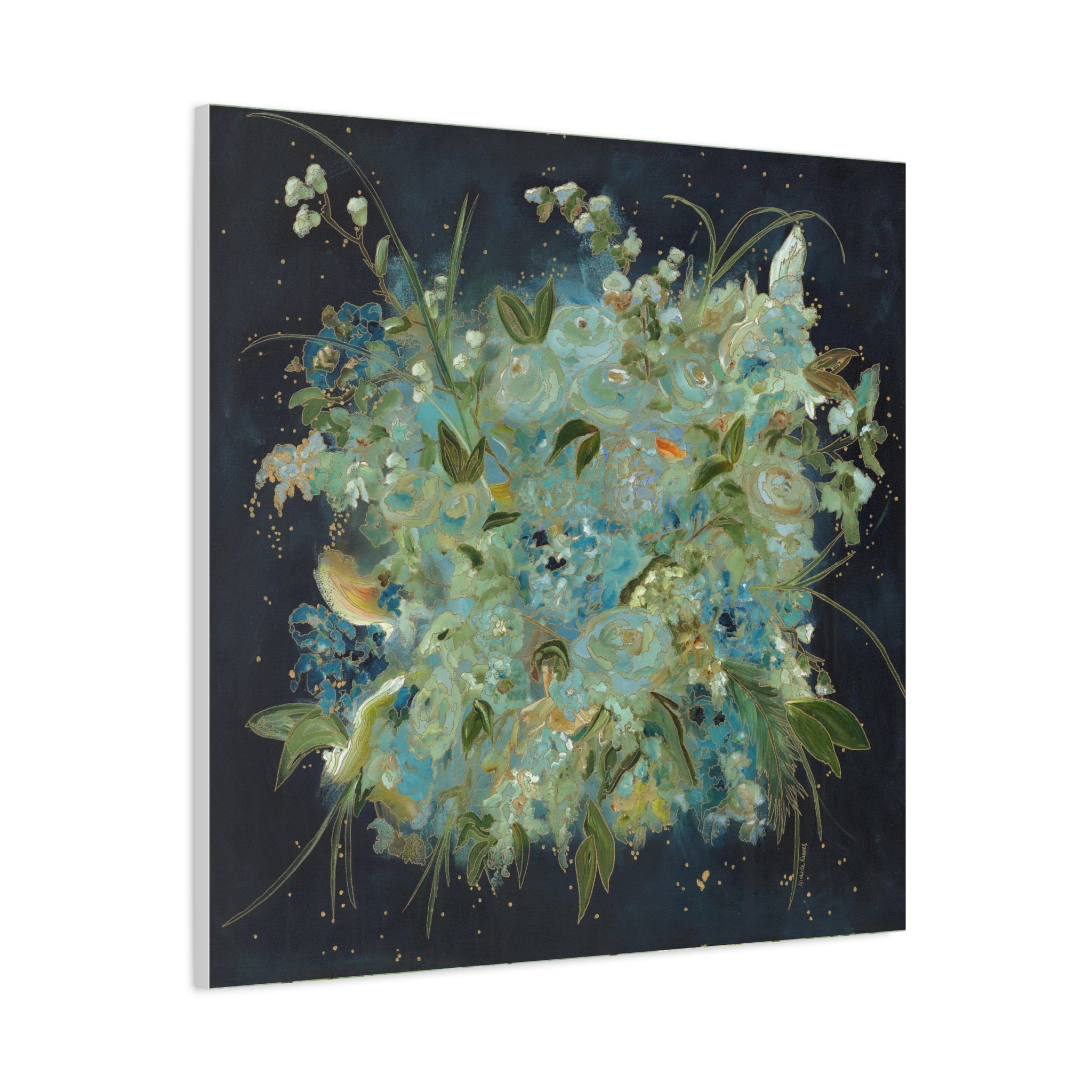 Abstract Blue Floral Botanical -  Canvas Fine Art Print Canvas