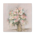 Vintage Rose Canvas Wall Art — Blush Rose Bouquet on Matte Stretched Canvas