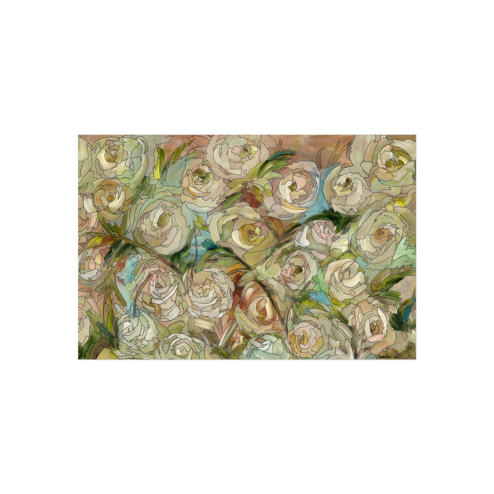 Floral Rose Abstract Fine Art Giclee — Floral Wall Art Print for Living Room