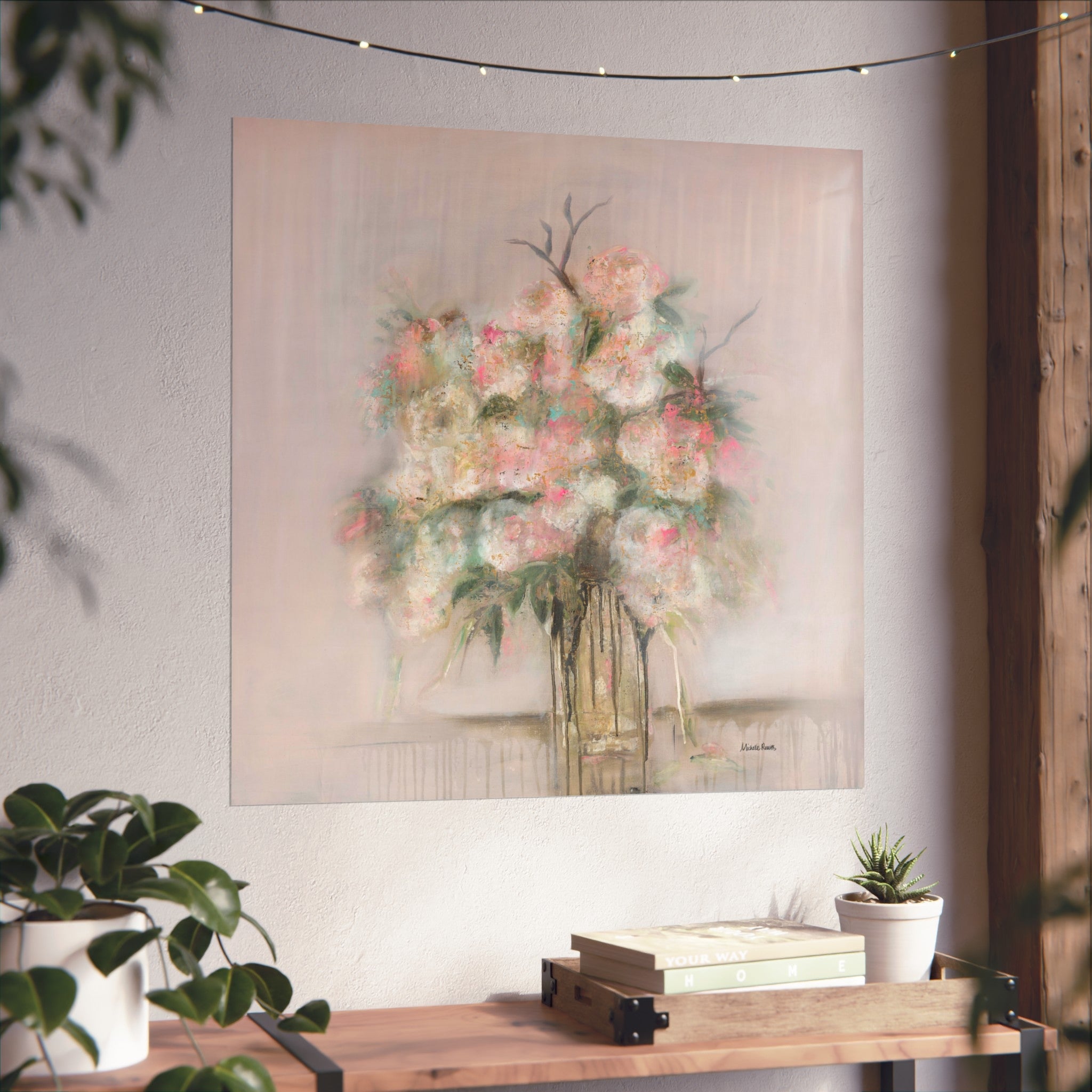 Vintage Rose Giclee — Soft Pink Floral Bouquet Print, Romantic Vintage Wall Art